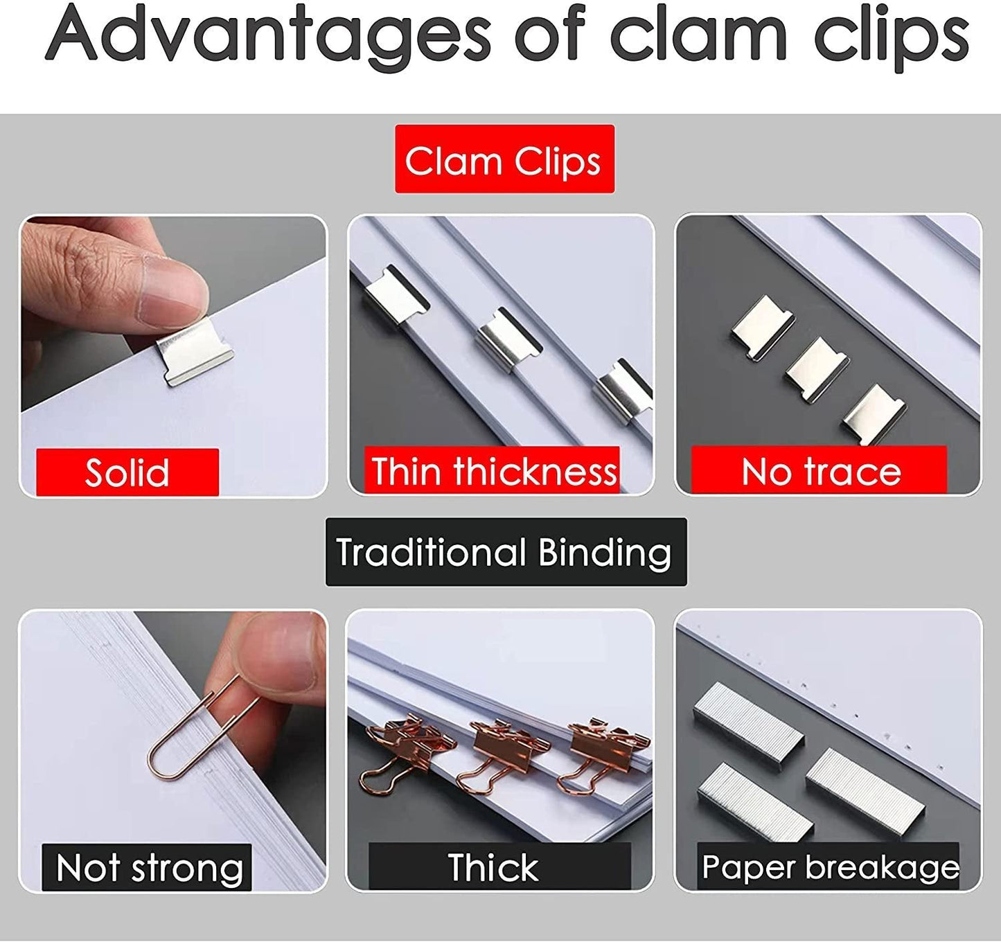 Reusable Handheld Paper Clam Clip Dispenser (50 Clips)